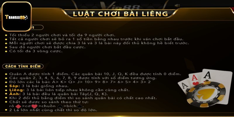 Hướng dẫn luật lệ trong game liêng Thanbai88