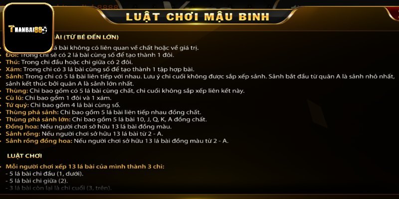 Luật chơi mậu binh chi tiết