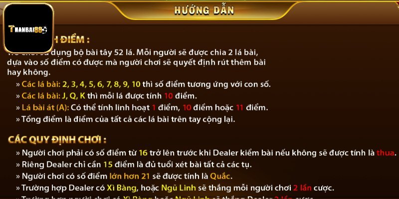 Tìm hiểu luật chơi game bài xì dách Thanbai88